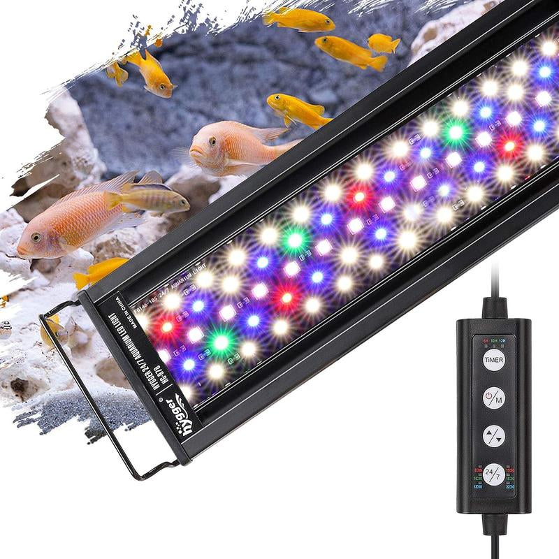 Hygger 24/7 Lighting Aquarium LED Light, Sunrise-Daylight-Moonlight Mode and DIY Mode, Timer Adjustable Brightness Fish Tank Light with Extendable Bracket 7 Colors for Planted Tank
