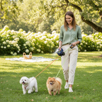 Auto Retractable Double-Ended Dog Leash 3M with LED Flashlight Waste Bag Box Roulette 360 Degree Dual Traction Rope Pet Supplies