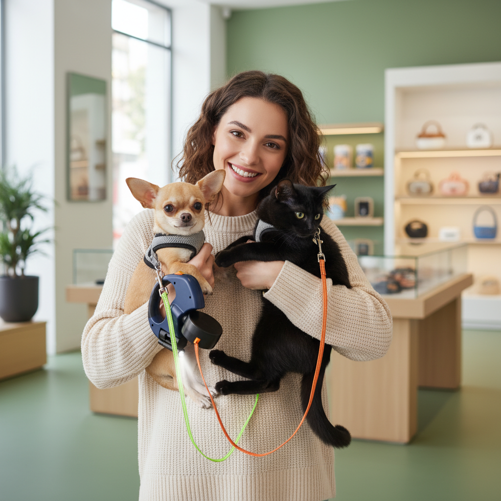 Auto Retractable Double-Ended Dog Leash 3M with LED Flashlight Waste Bag Box Roulette 360 Degree Dual Traction Rope Pet Supplies